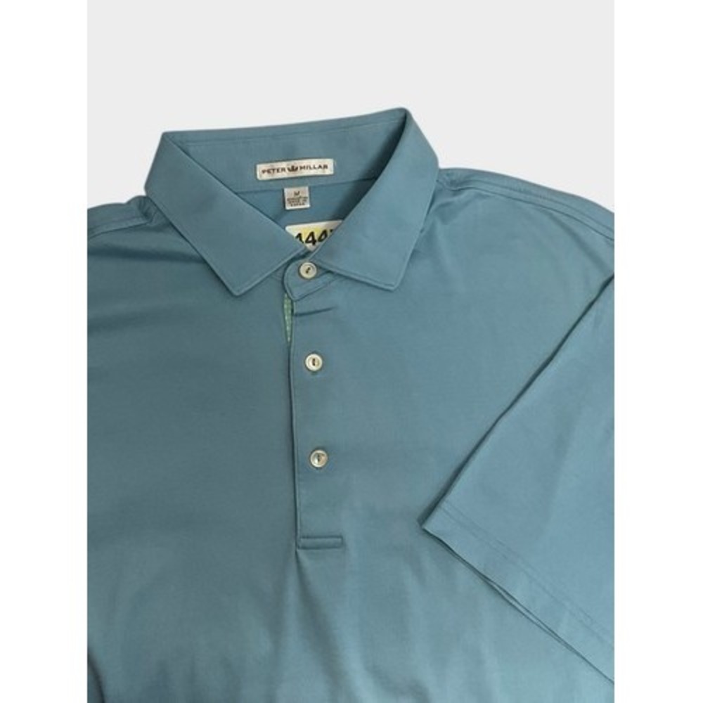 Peter Millar Blue Teal Short Sleeve Polo Shirt Men Medium Korea 100% Cotton